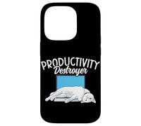 Carcasa para iPhone 14 Pro Funny Cat Productivity Destroyer Dueño de Gato Humor Amante de los Gatos