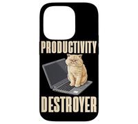 Carcasa para iPhone 14 Pro Funny Cat Productivity Destroyer Dueño de Gato Humor Amante de los Gatos