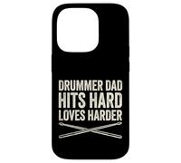 Carcasa para iPhone 14 Pro Funny Dad Vintage Papa Rock Metal Tambores Hits Music Gift