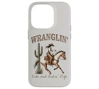 Carcasa para iPhone 14 Pro Funny Mom Riding. Western Cowboy Mama Wranglin' Kids