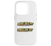 Carcasa para iPhone 14 Pro Funny Racing Humor Heart Dice Pit Knees Say Sit Race Broma