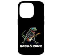 Carcasa para iPhone 14 Pro Funny Rock and Rawr, Lindo Dinosaurio, Rock'n Roll Dino Party