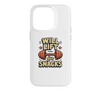 Carcasa para iPhone 14 Pro Funny Will Lift For Snacks Sarcástico Fitness Entrenamiento Citas