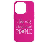 Carcasa para iPhone 14 Pro Gatito sarcástico Retro Divertido con Texto en inglés I Like Cats More Than People