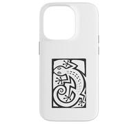 Carcasa para iPhone 14 Pro Gecko Linocut Style Minimalista Animal Art