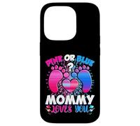 Carcasa para iPhone 14 Pro Gender Reveal Mommy Team Rosa o Azul Qué Piensas