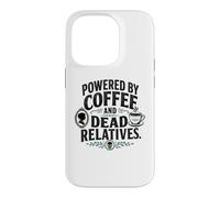 Carcasa para iPhone 14 Pro Genealogía Divertida impulsada por el café y parientes Muertos