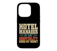 Carcasa para iPhone 14 Pro Gerente de Hotel por día Héroe de Hospitalidad de Noche Gerente del Hotel