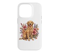 Carcasa para iPhone 14 Pro Goldie Sporting Dog Vintage Flowers Floral Golden Retriever
