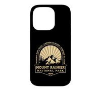 Carcasa para iPhone 14 Pro Gráfico Retro Sunburst del Parque Nacional Mount Rainer Washington