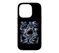 Carcasa para iPhone 14 Pro Great White Shark Storm Funny Ocean Animal Marine Graphic