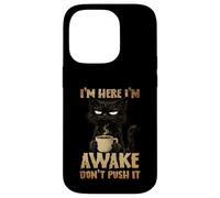 Carcasa para iPhone 14 Pro Grumpy Black Cat Coffee, Estoy Despierto, no Mejora su Estado de ánimo por la mañana