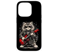 Carcasa para iPhone 14 Pro Guitarrista eléctrico Cat Metal Music Rocker