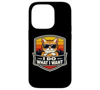 Carcasa para iPhone 14 Pro Hago lo Que Quiero, Amante del dueño de un Gato, Divertido, Retro, Broma Vintage