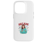 Carcasa para iPhone 14 Pro Half Alive Today, Divertido diseño de Humor Cansado