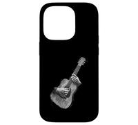 Carcasa para iPhone 14 Pro Hand Drawn Guitar Sketch Design, Expressive Acoustic Music