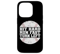 Carcasa para iPhone 14 Pro Hit Hard Run Fast Turn Left Baseball Softball Pun Baseballer