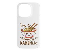 Carcasa para iPhone 14 Pro Hopeless Ramentic Lindo Kawaii Ramen Fideos Pun Texto Blanco