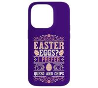 Carcasa para iPhone 14 Pro Huevos de Pascua I Prefer Queso and Chips Funny Easter