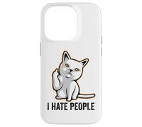 Carcasa para iPhone 14 Pro I Hate People Sign,Funny Cat Giving The Finger Flipping Off