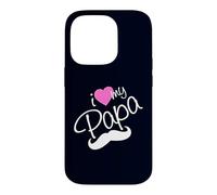 Carcasa para iPhone 14 Pro I Love My Papa Funny Father Dad Daddy Heart and Mustache