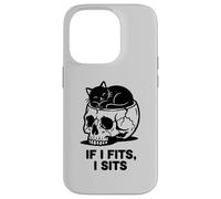 Carcasa para iPhone 14 Pro If I Fits I Sits Cat Skull Funny Gothic Dark Meme Humor 2
