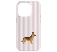 Carcasa para iPhone 14 Pro Ilustración Pastor Alemán Diseño Estético Rayas Rosa