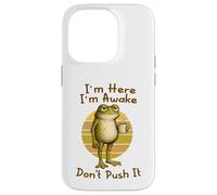 Carcasa para iPhone 14 Pro I'm Here I'm Awake Morning Mood Grumpy Frog Meme Coffee