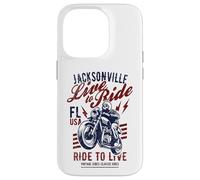 Carcasa para iPhone 14 Pro Jacksonville Florida - Cráneo de Motocicleta con diseño Vintage