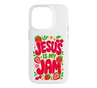 Carcasa para iPhone 14 Pro Jesus is My Jam Cute Christian Strawberry Faith