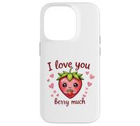 Carcasa para iPhone 14 Pro Juego de Palabras «I Love You Berry Much Cute Heart» con Forma de corazón y Fresa