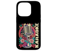 Carcasa para iPhone 14 Pro Karaoke Musica Bar Cantante Flores Micrófono Karaoke