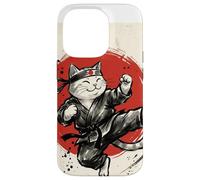 Carcasa para iPhone 14 Pro Karate Gato Japonés Artes Marciales Sumi-e Japón Vintage Mamá