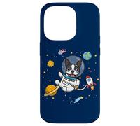 Carcasa para iPhone 14 Pro Kawaii Kids & Boys Astronaut Space Boston Terrier Dog Lover
