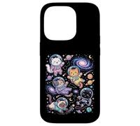 Carcasa para iPhone 14 Pro Kawaii Space Cats Astronauta Galaxia Estrellas Planetas