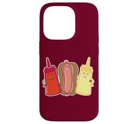 Carcasa para iPhone 14 Pro Kawaii Wiener Ketchup Salsas de Mostaza Friends Funny Hot Dog