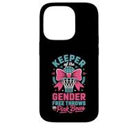 Carcasa para iPhone 14 Pro Keeper of The Gender Reveal Free Throws or Pink Bows Party