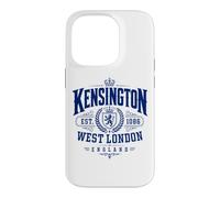 Carcasa para iPhone 14 Pro Kensington West London England EST. 1086 Azul Print