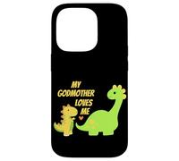 Carcasa para iPhone 14 Pro Kids My Godmother Loves Me Dinosaur for Godson Gifts