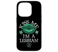 Carcasa para iPhone 14 Pro Kiss Me I'm a Lesbian St Patricks Day Green Lips Les Pride