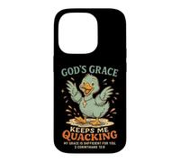 Carcasa para iPhone 14 Pro La Gracia de Dios me Mantiene cuestionando Pato Cristiano