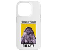 Carcasa para iPhone 14 Pro La mayoría de mis Amigos Son Gatos (Divertido gráfico de Astronauta de Gatos)