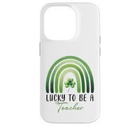 Carcasa para iPhone 14 Pro La Suerte de ser Maestra: Día de San Patricio, Shamrock Rainbow
