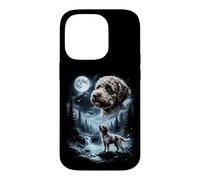 Carcasa para iPhone 14 Pro Lagotto Romagnolo Aullando a la Luna, Perro Retro de los 90