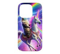 Carcasa para iPhone 14 Pro Laser Eyes Espacio Exterior Gato Montando Llama Unicornio UFO Tacos