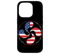 Carcasa para iPhone 14 Pro Lauburu Basque Country Cross Ikurrina Euskal Herria Bandera de Estados Unidos