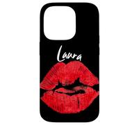 Carcasa para iPhone 14 Pro Laura Red Lips Nombre Personalizado