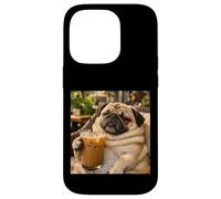 Carcasa para iPhone 14 Pro Lazy Sunday Coffee Pug Funny Relaxing Meme