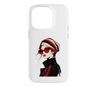 Carcasa para iPhone 14 Pro Lente roja Moda Muse Rayas Headwrap Chic Ink Art