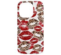 Carcasa para iPhone 14 Pro Leopard Lipstick Lips Kiss Kisses Cheetah Y2K Mujeres Niñas
